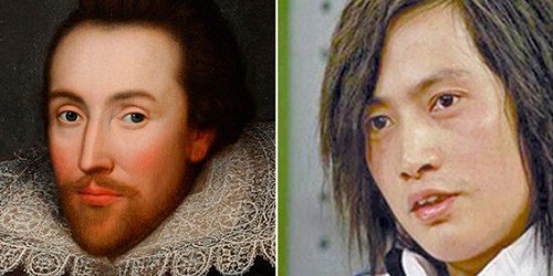 Zhang Yiyi ubah wajah mirip Shakespeare.(odditycentral.com)