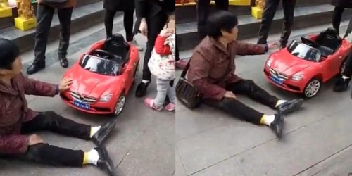 Nenek yang ditabrak mobil mainan.(Shanghaiist)