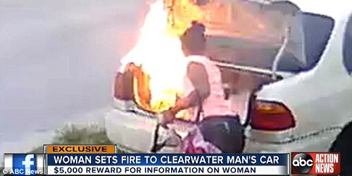 Mobil putih yang dibakar Carmen Chamblee.(ABC News)